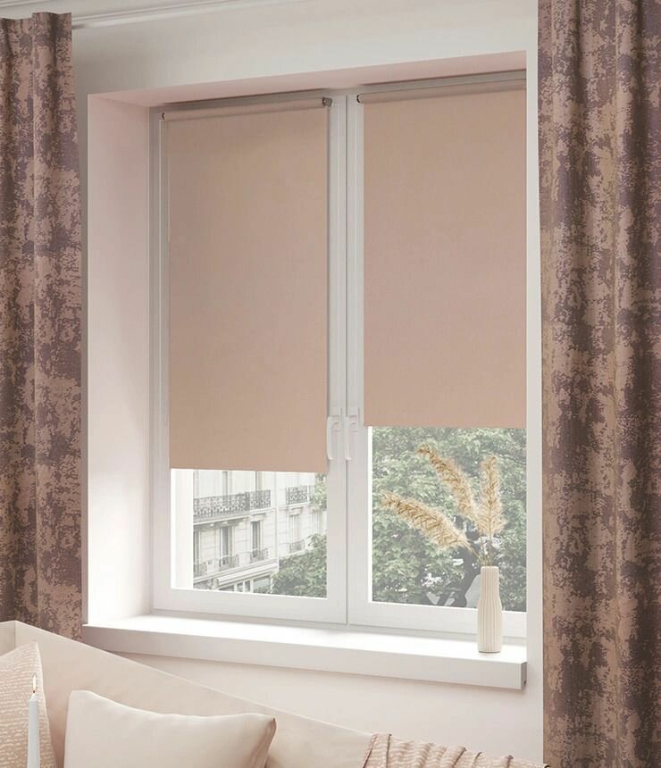 Рулонная штора на окно Лайт 52х175 см, миндаль. Рулонные жалюзи для комнаты, спальни, кухни, детской, гостинной