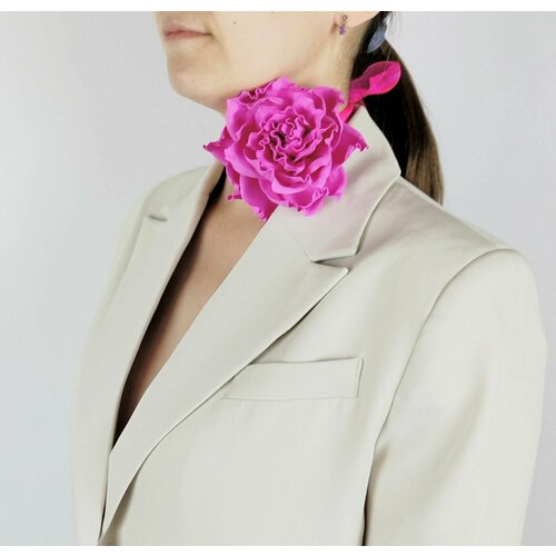 фото Чокер на шею цветок на ленте роза фуксия 043 milotto