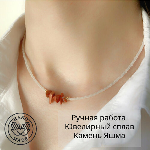 фото Чокер на шею яшма с бисером регулируемая длина 39 см. digni jewelry