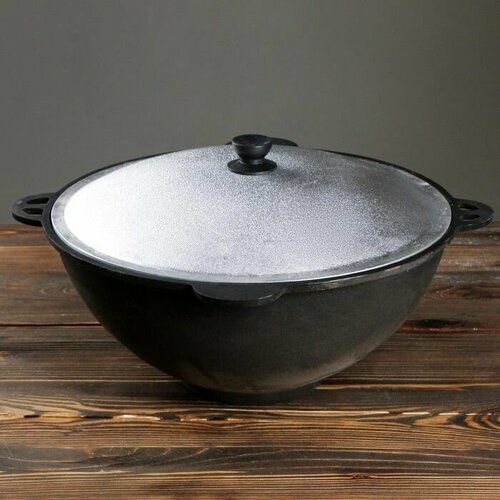 TIMA Казан литой чугун 120л с алюмин крышкой К121 7281₽