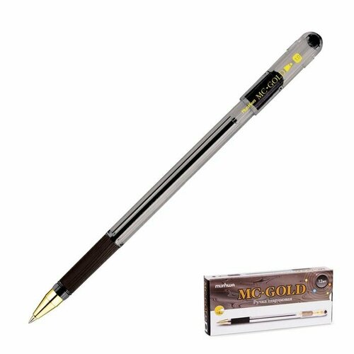 Ручка шариковая MunHwa MC Gold, резиновый грип, чернила чёрные, узел 1.0 мм (комплект из 24 шт)