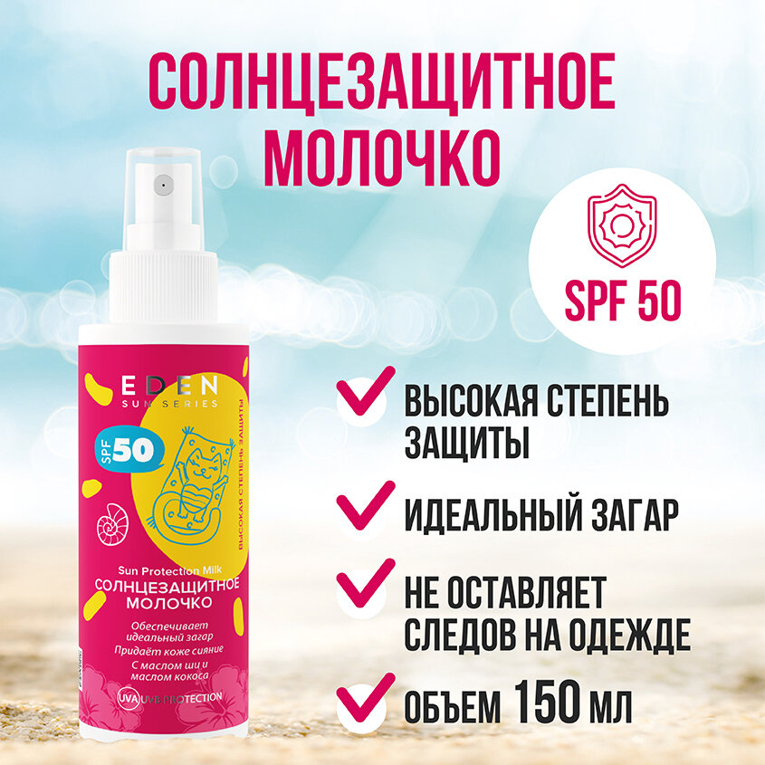 Молочко солнцезащитное SPF50 EDEN Sun Series 150мл