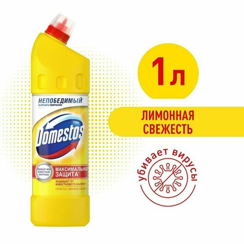 Гель чистящий Domestos Лимонная свежесть универсальный против бактерий и запахов 1л х 2шт