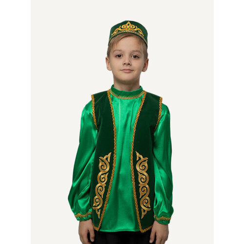 Татарский национальный костюм для мальчика, цвет зеленый, 140 размер