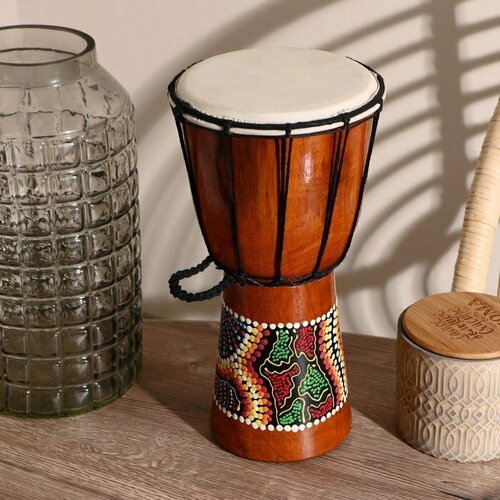 музыкальный инструмент барабан джембе разноцветный 13x13x24 см микс Музыкальный инструмент Барабан Джембе 16х16х29,5 см