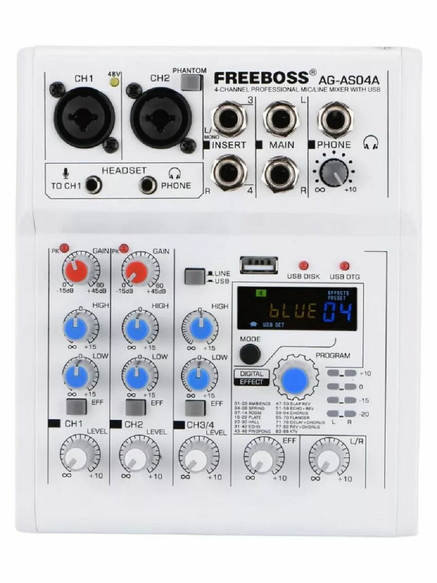 AG-AS04A Микшерный пульт 4-х канальный