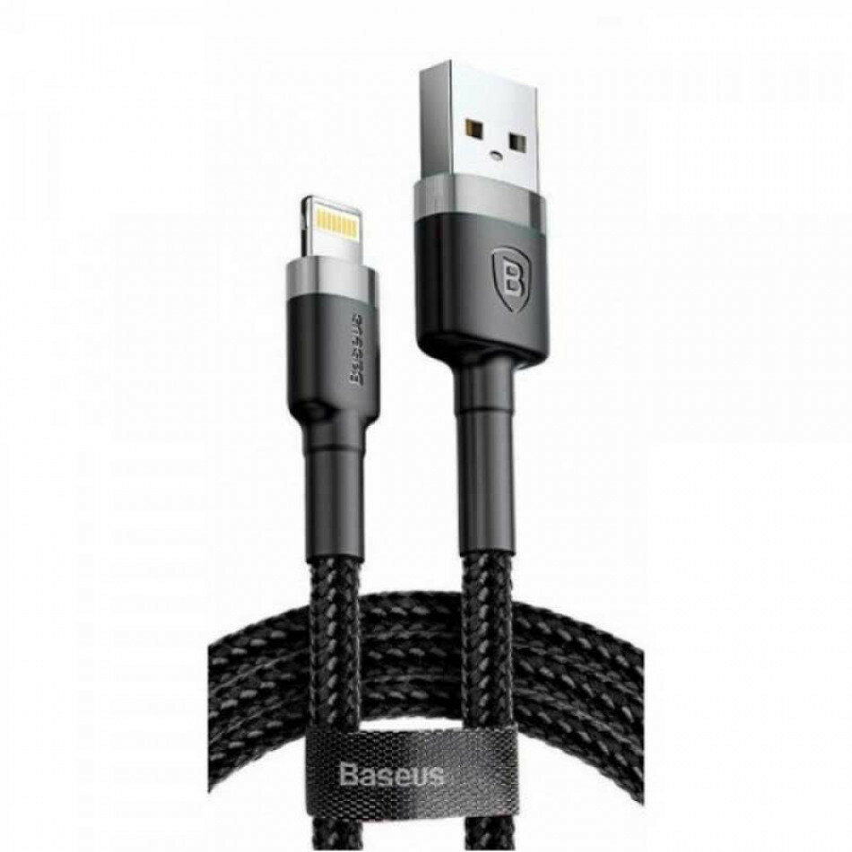 Кабель Baseus Cafule с разъемами USB-Lightning 2.4A Kevlar Black, 1 метр