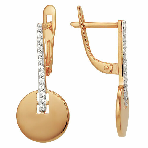 Серьги Остров сокровищ, красное золото, 585 проба, фианит