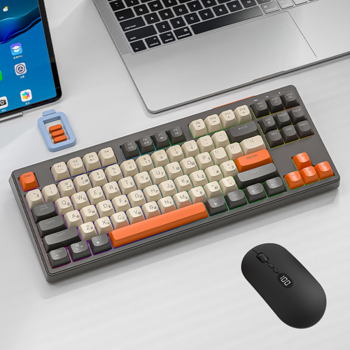 Комплект мышь клавиатура беспроводная русская Wolf К87 Bluetooth+2.4Ghz + мышка Х1 USB 2.4Ghz набор для компьютера ноутбука мембранная mouse keyboard