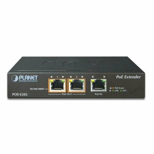 промышленный poe удлинитель planet ipoe e302 с 1 портом 802 3bt poe на 2 порта 802 3at gigabit poe Расширитель Planet POE-E202