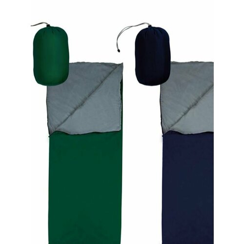 Спальный мешок-одеяло СМ001 (зеленый серый+синий серый) (102086) набор спальный одеяло 140х205 150гр м2 1 шт подушка 60 см 1 шт