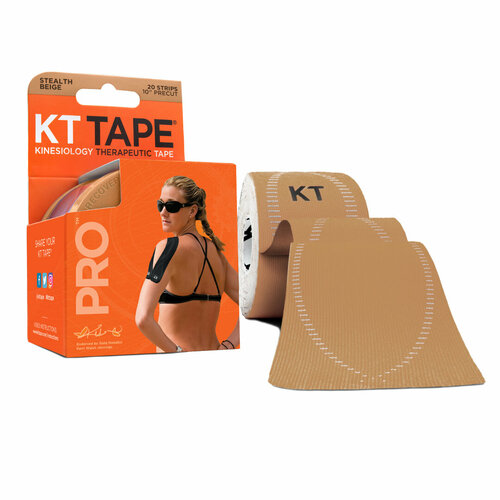 фото Кинезиотейп kt tape pro, синтетическая основа, 20 полосок 25 х 5 см, цвет телесный бежевый