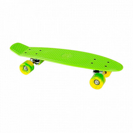 Пенни борд Скейт с светящимися колесами, Скейтборд детский 55 x 14 см - колеса PU, зеленый цвет