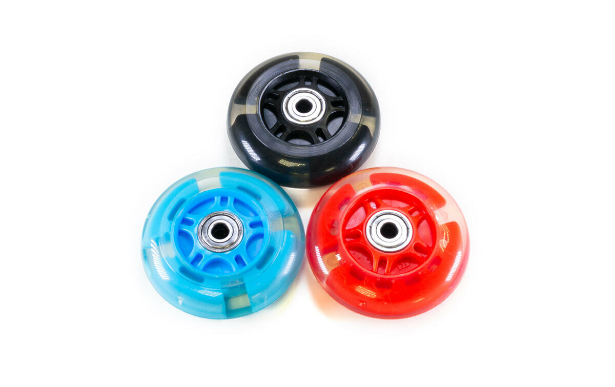 Колесо для детского самоката 80мм с подшипниками ABEC 7 заднее светящееся пластик красное