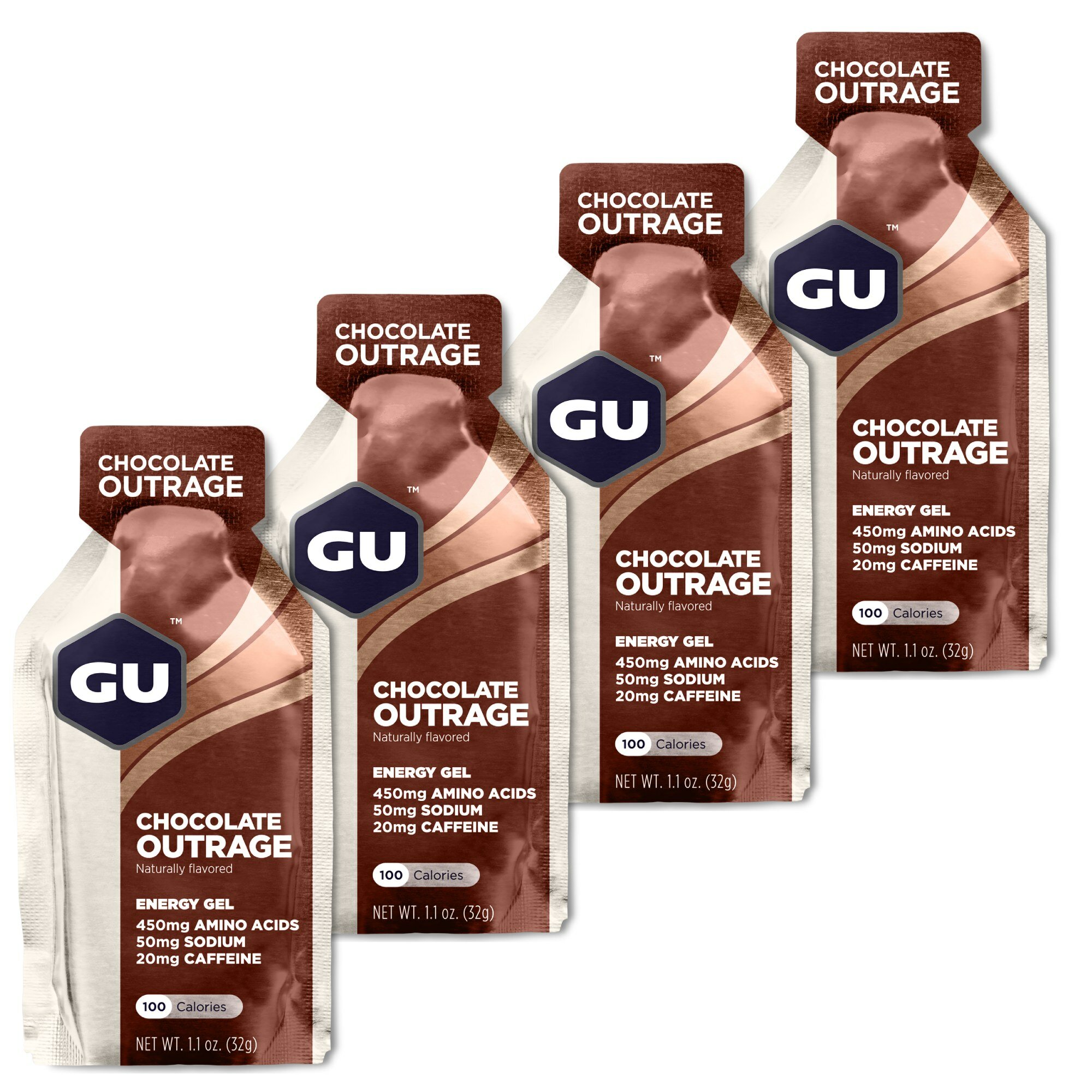 Гель питьевой GU ENERGY GU ORIGINAL ENERGY GEL 20mg caffeine 4 стика x 32 г, Шоколадное безумие