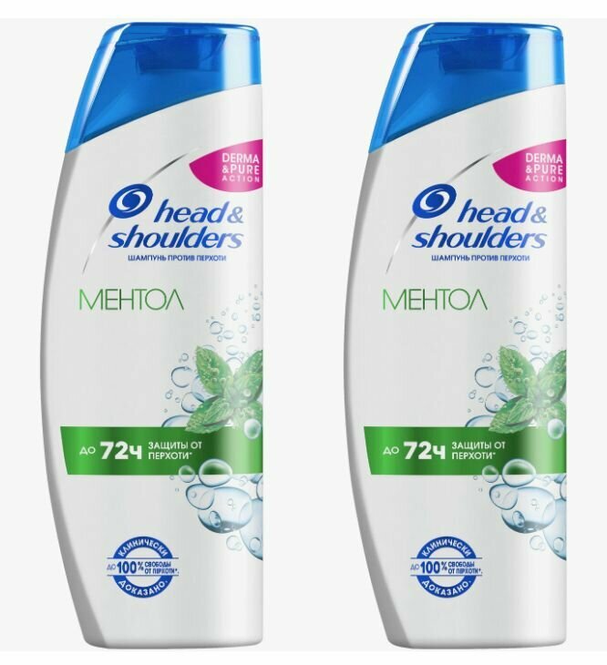 Head & Shoulders шампунь, Ментол, 400 мл, 2 уп