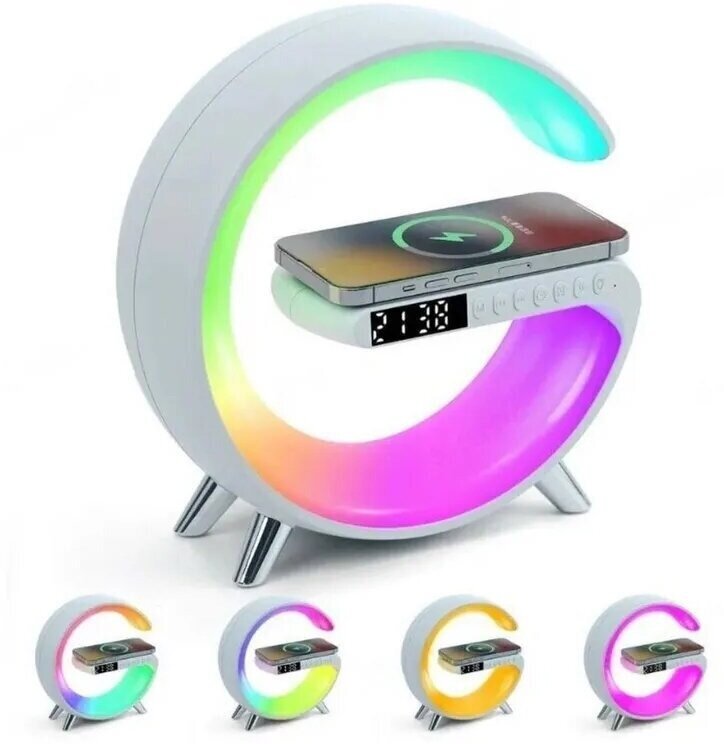 Ночник-колонка RGB Smart Light Sound Machine, луна, белая