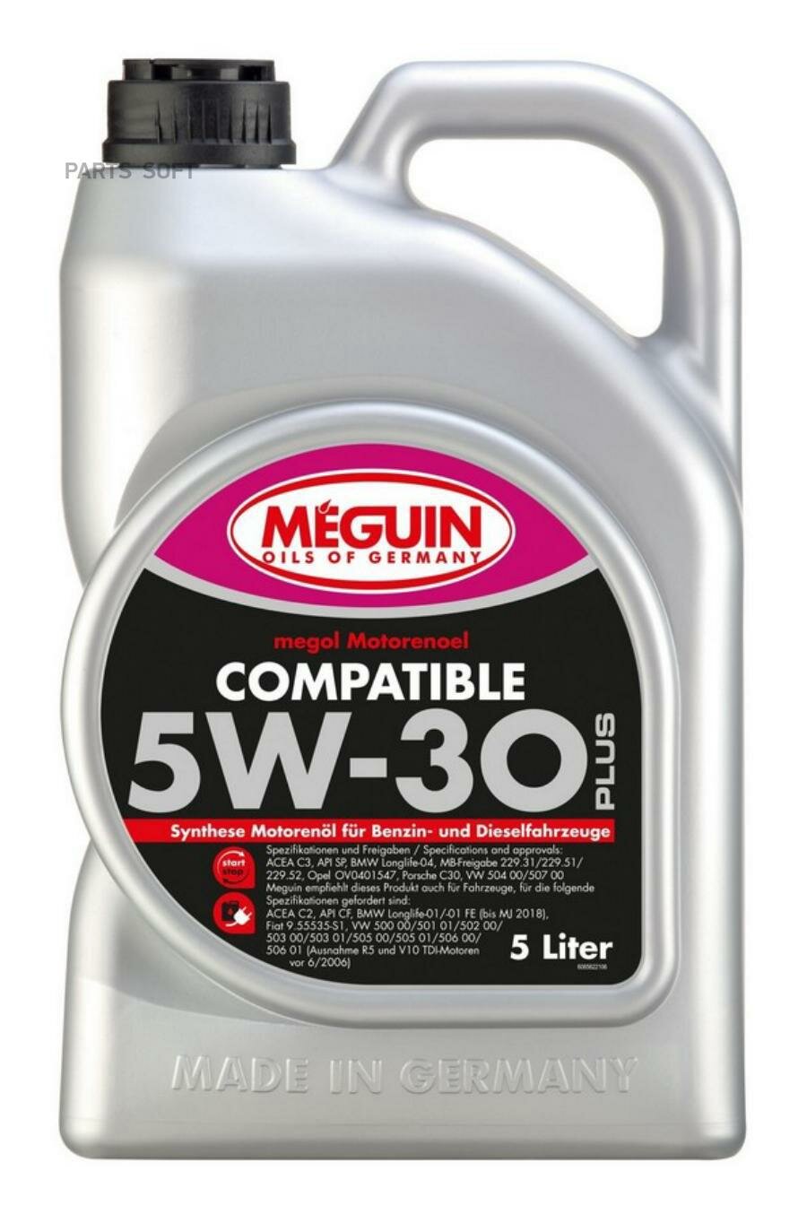 НС-синт. мот. масло Megol Motorenoel Compatible 5W-30 SN C3 (5л) MEGUIN / арт. 6562 - (1 шт)