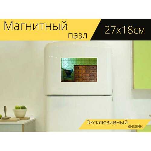 Магнитный пазл Стул, штабелируемый, стул переклейки на холодильник 27 x 18 см.