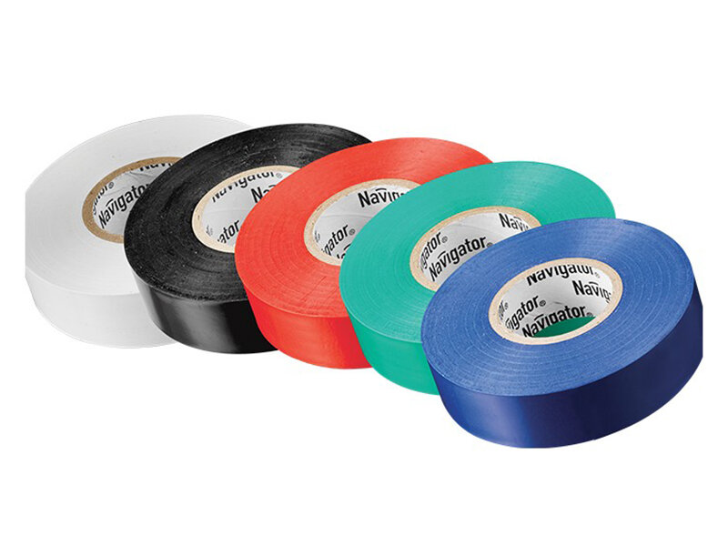 Изолента Набор Navigator NIT-B15-10/S 15mm x 10m 5шт White/Black/Red/Green/Blue 61 313