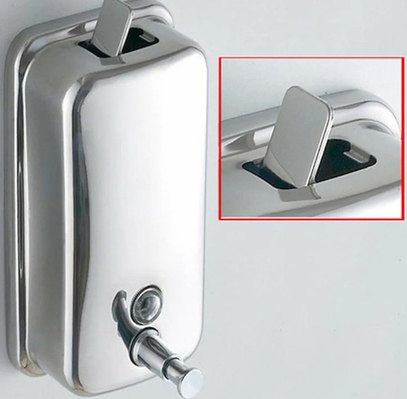 Дозатор для жидкого мыла нержавеющая сталь крепление на стену герметичный 800мл