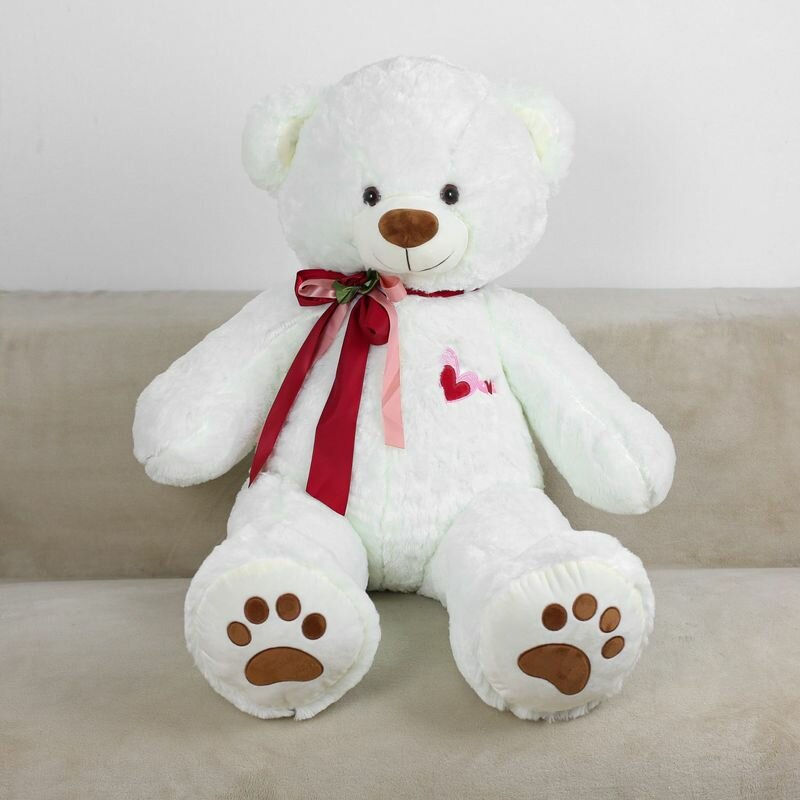 Мягкая игрушка Мишка для девочек и мальчиков / Медведь из искусственного меха для малышей KiDWoW белый 60см