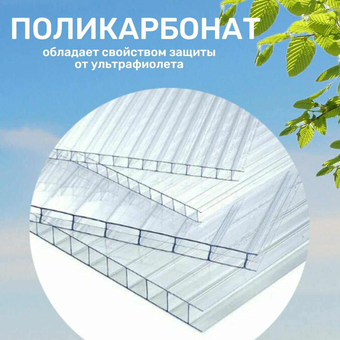 Теплица Арочная (Поликарбонат в комплекте) 3 х 6 метра, оцинкованный каркас 20х20 мм — фото 1