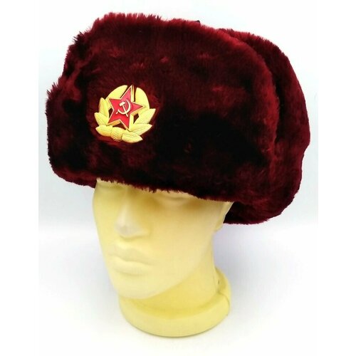 Шапка ушанка ПодариТо, размер 60, бордовый шапка ушанка подарито демисезон зима подкладка размер 60 красный бордовый