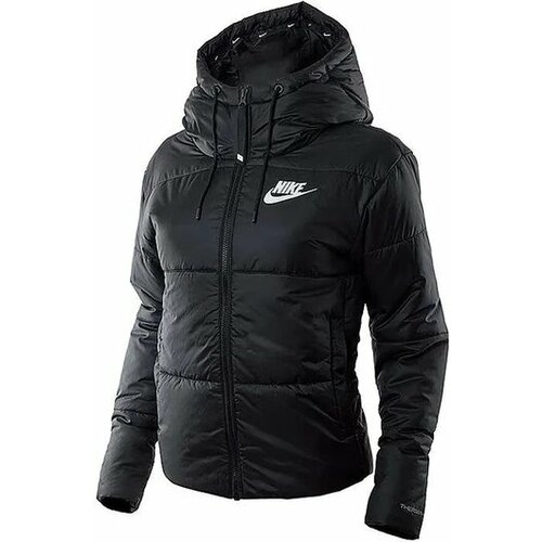 фото  куртка nike, демисезон/зима, силуэт прилегающий, водонепроницаемая, карманы, капюшон, размер xs, черный