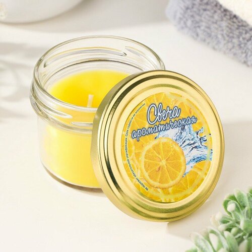 Свеча ароматическая в банке Лимонный фреш 9225181 6х7см