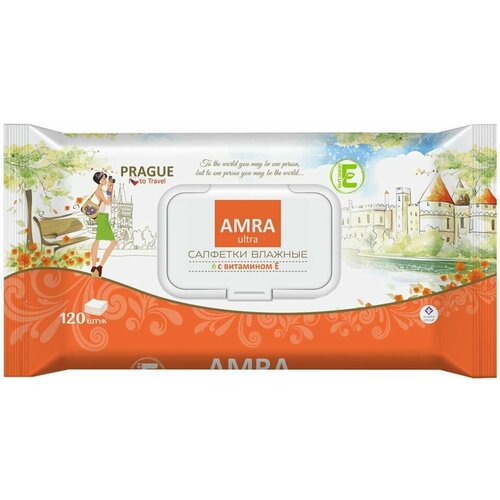 Салфетки влажные Amra travel Prague 120шт х2шт влажные салфетки amra travel prague 120 шт