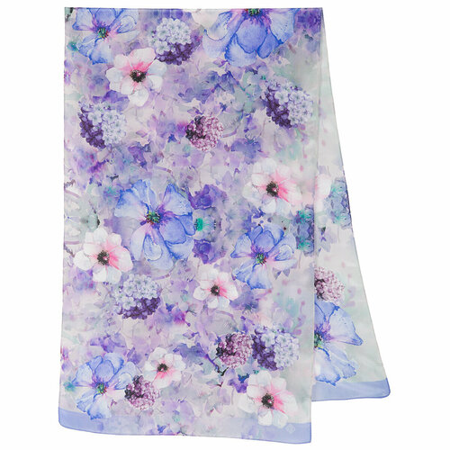 фото Шарф павловопосадская платочная мануфактура,150х43 см, one size, белый, синий