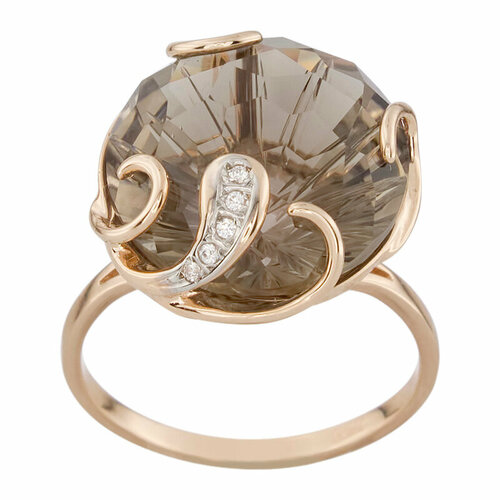 фото Кольцо aloris, красное золото, 585 проба, раухтопаз, размер 18 aloris jewelry