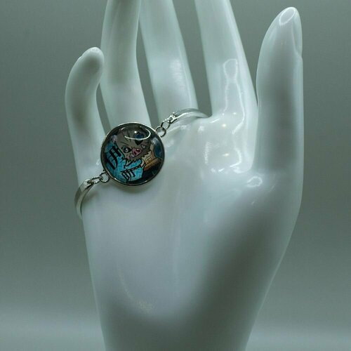 Браслет, эпоксидная смола, металл, бежевый