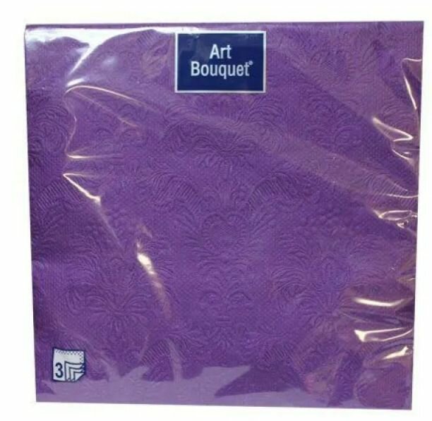 фото Bouquet Art Салфетки Барокко, 3 слоя, 16 шт, 33 х 33 см, Фиолетовый