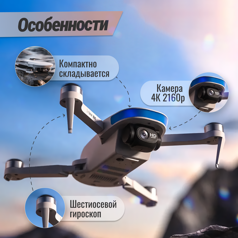 Квадрокоптер Fatfish MD-B6 "Mini" Радиоуправляемый квадрокоптер с камерой и датчиком GPS