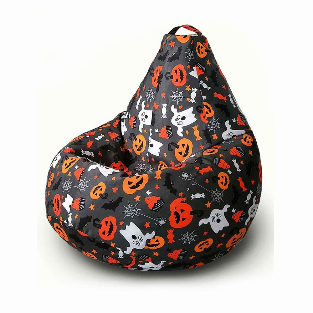 фото Bean Joy кресло-мешок Груша, размер ХXL, мебельный хлопок, Хеллоуин Тыква