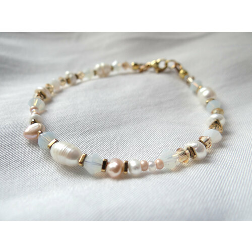 Браслет, бисер, жемчуг пресноводный культивированный, размер 17 см, размер one size, мультиколор