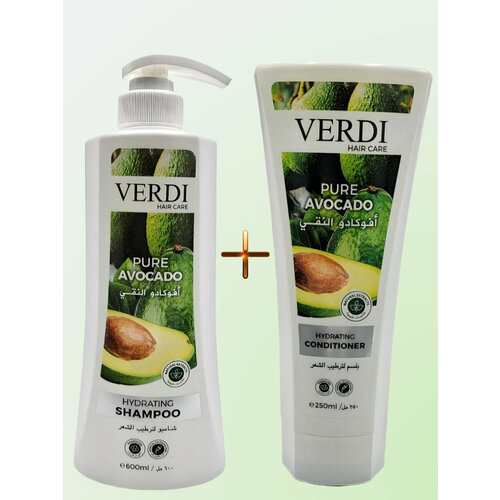 VERDI Набор Шампунь + Кондиционер для волос HYDRATING PURE AVOCADO, 600 мл.+ 250 мл.