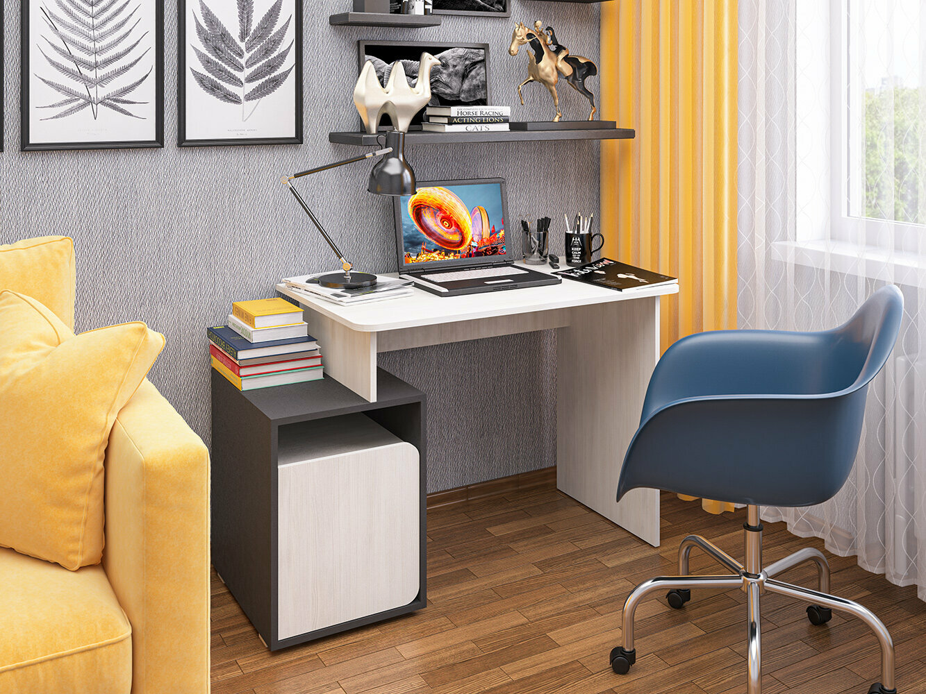 фото Стол компьютерный СК-60 Свет. дерево/Антрацит