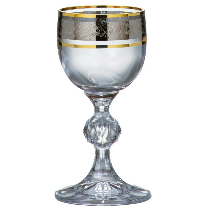 фото Рюмка 50 мл 1 шт Crystalite Bohemia "Клаудия /Цветочный узор на платине" / 132546