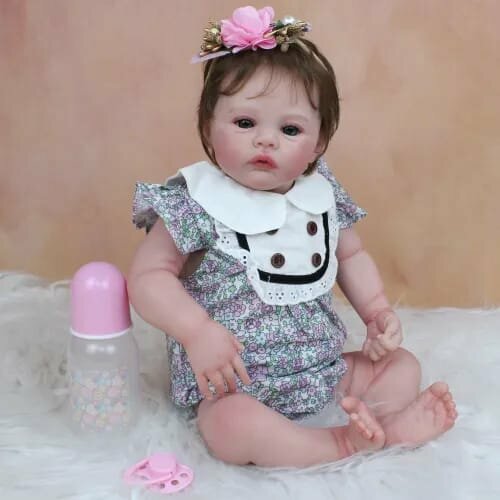 фото Кукла реборн npk doll мягконабивная. кукла младенец reborn 43 см. в цветном боди.