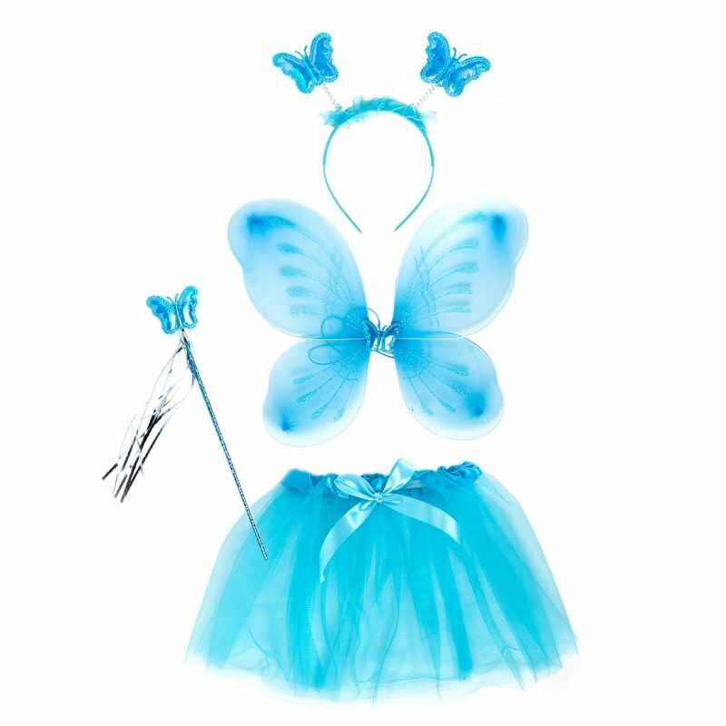 Набор маскарадный крылья, украшен на голову, волш. палочка, юбка голубой 86553