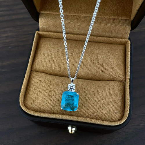 Колье, циркон, турмалин синтетический, длина 45 см, голубой