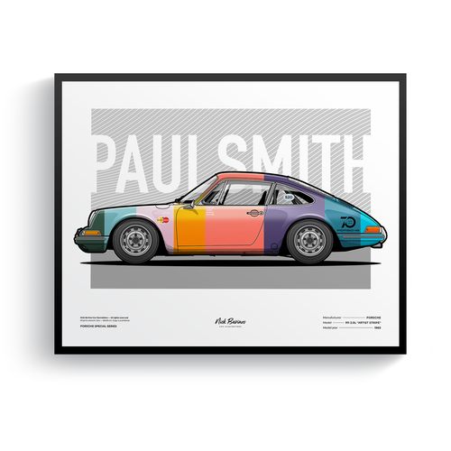 Плакат, постер с авто в раме Porsche 911 «Paul Smith» / плакат на стену (40х50см)