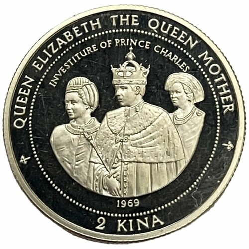 папуа новая гвинея 5 кина 1997 г королева мать смерть короля георга vi proof Папуа - Новая Гвинея 2 кина 1998 г. (Королева-мать - Инвеститура Принца Чарльза) (Proof)