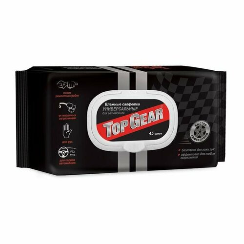 Влажные салфетки Top Gear, универсальные с клапаном, 45 шт. (комплект из 9 шт)