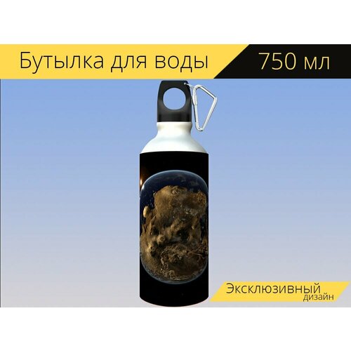 Бутылка фляга для воды "Планета, солнце, звезды" 750 мл. с карабином и принтом