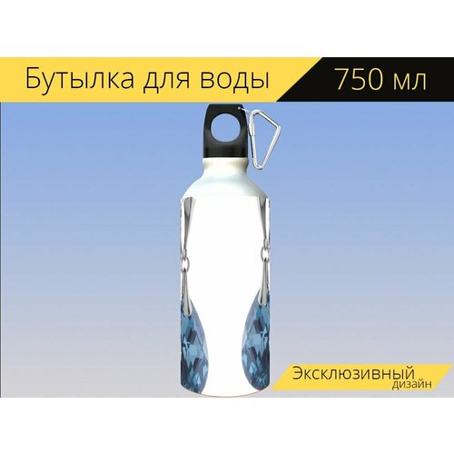 фото Бутылка фляга для воды "серьги, ювелирные изделия, серебро" 750 мл. с карабином и принтом lotsprints