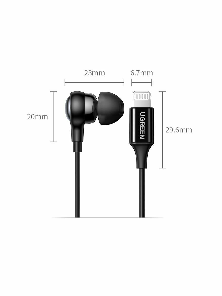 Наушники проводные UGREEN EP103 (30631) In-Ear Earphones with Lightning Connector. черный - фото №14